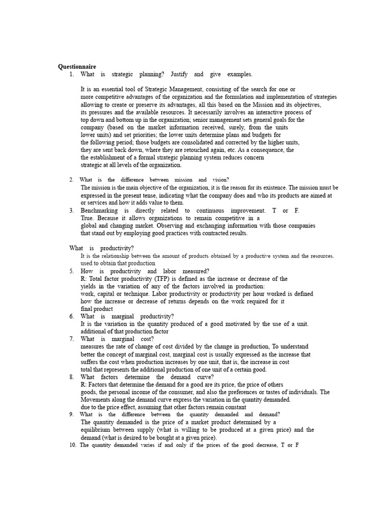 Production Planning Questionnaire | PDF | Demand | Inventory