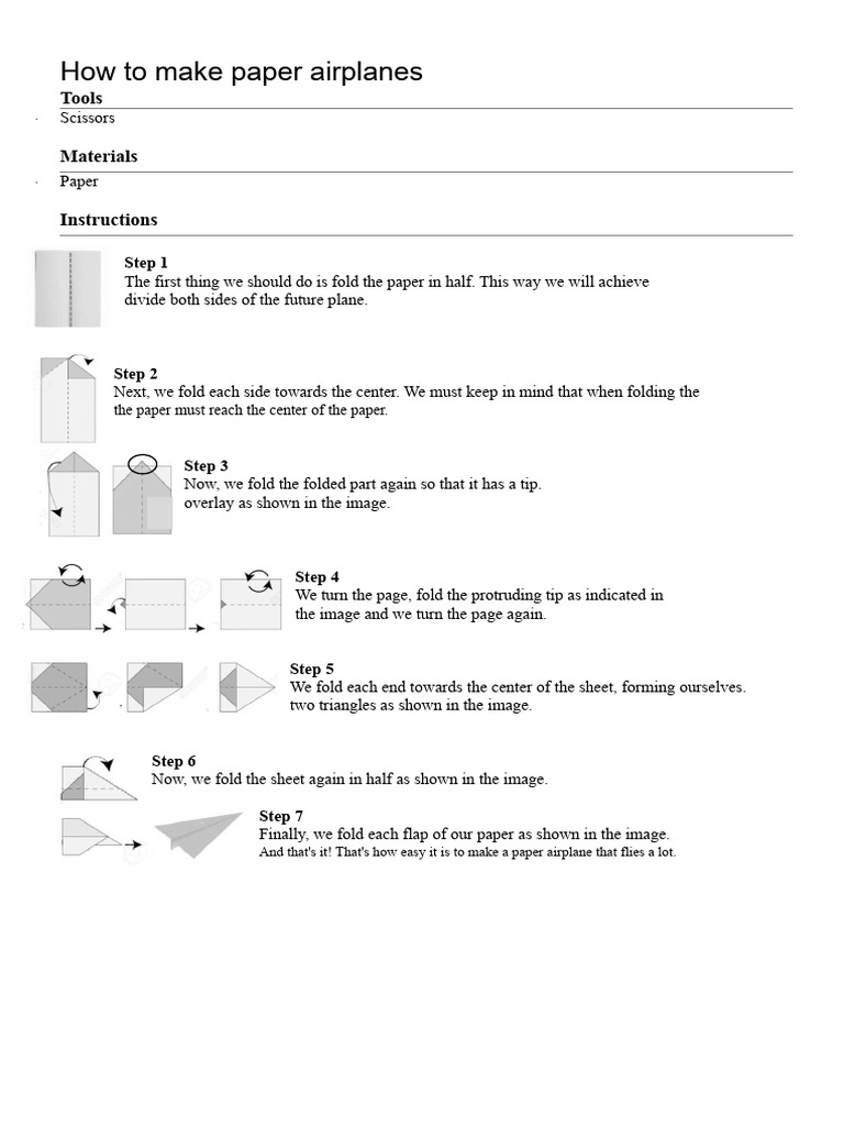 Easy Steps to Make Paper Airplanes | PDF | Paper | Airplane