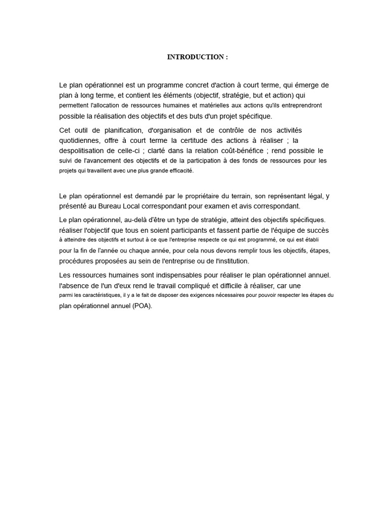 Modèle de Plan Opérationnel Annuel | PDF | Business | Planification