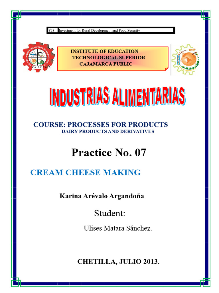 Cream Cheese Production Process Guide | PDF | Cheese | Dairy Products