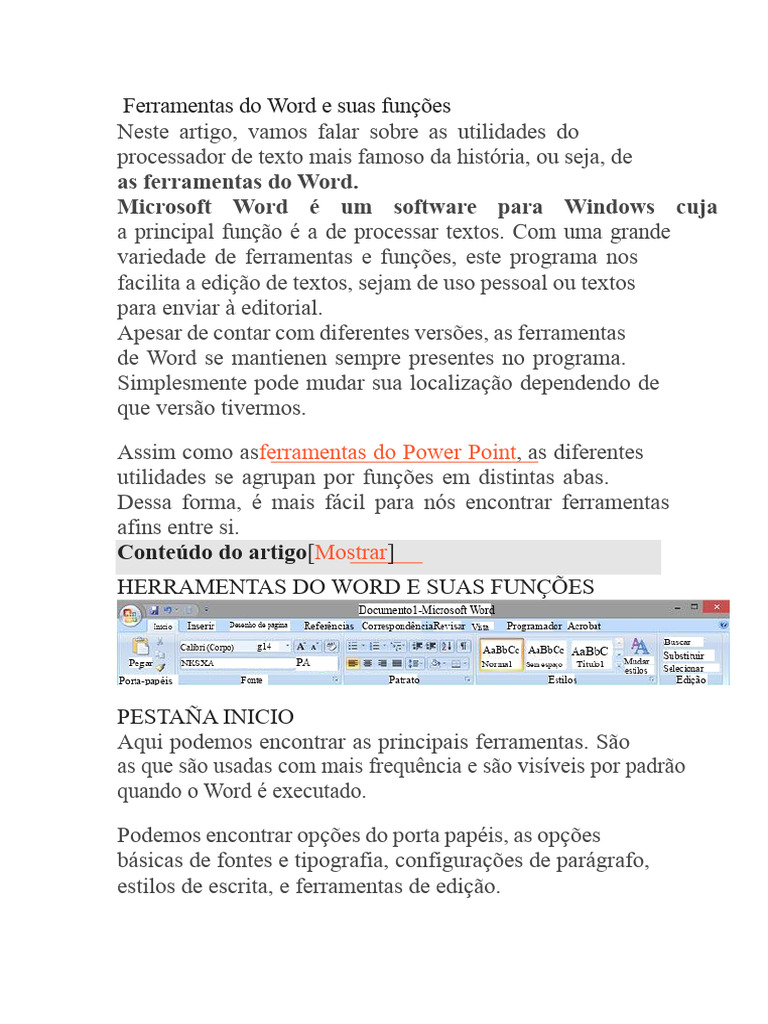 Ferramentas e Funções do Word | PDF | Microsoft Word | Tipografia