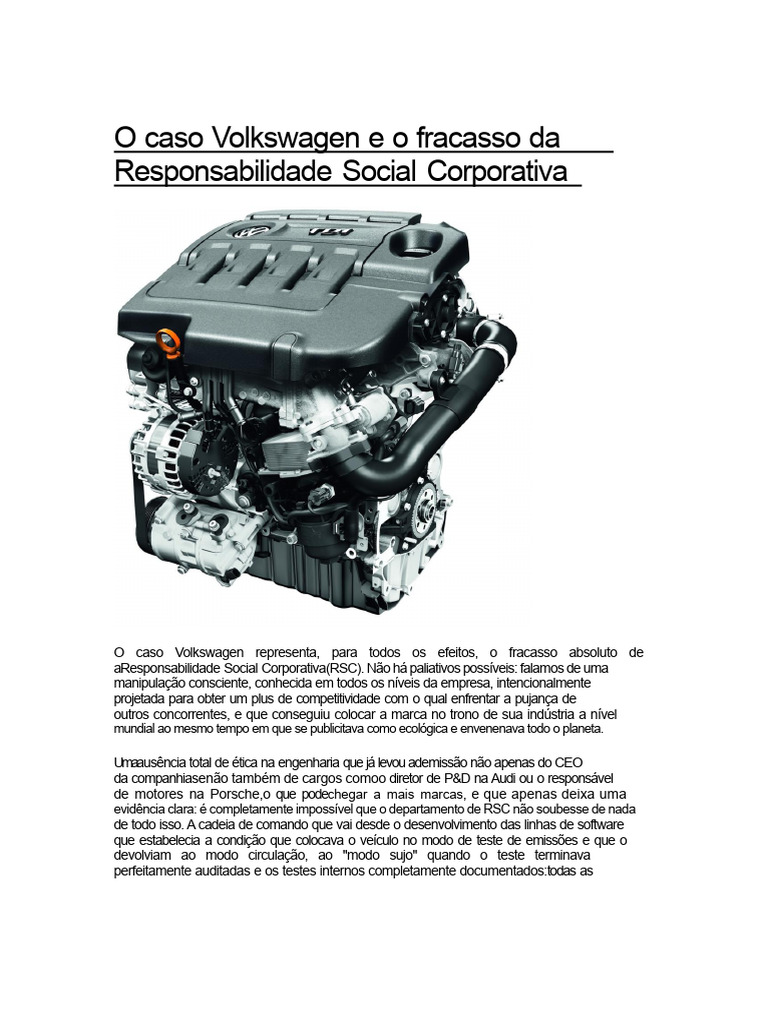 Fracasso da RSC: O Caso Volkswagen | PDF | Realidade | Responsabilidade ...