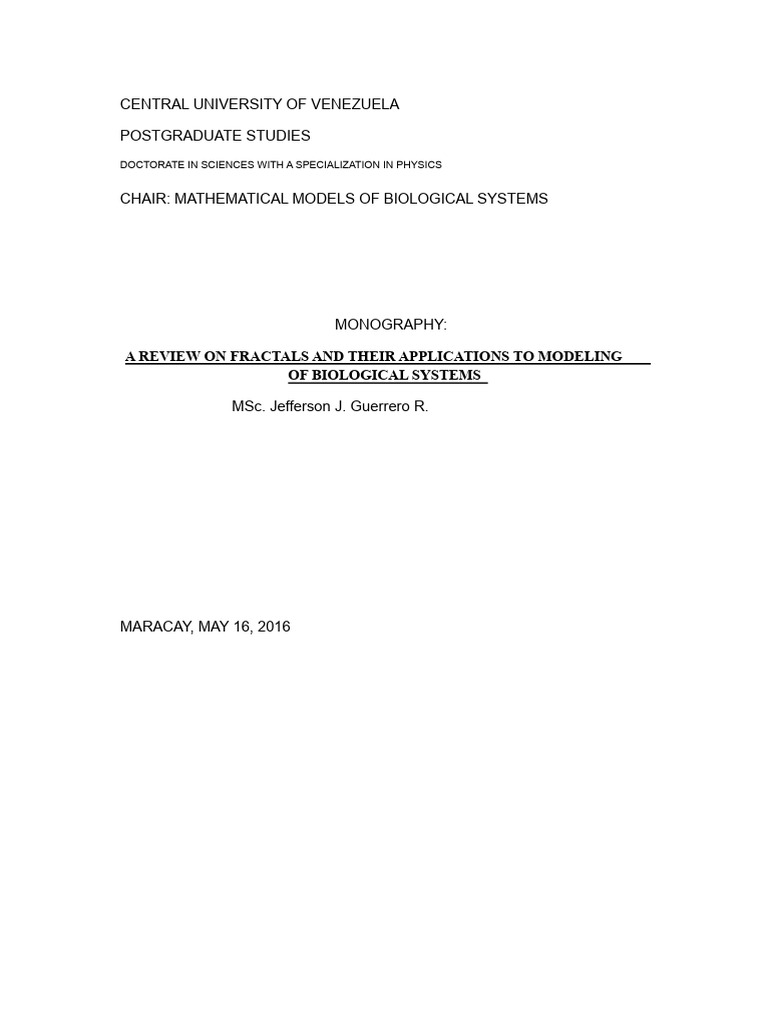 Fractals in Biological Modeling Review | PDF | Fractal | Dimension