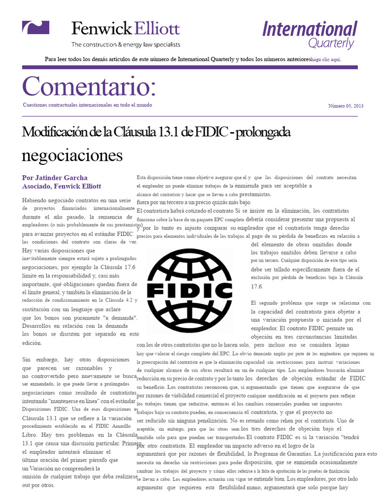 Cláusula 13.1 Fidic PDF | PDF
