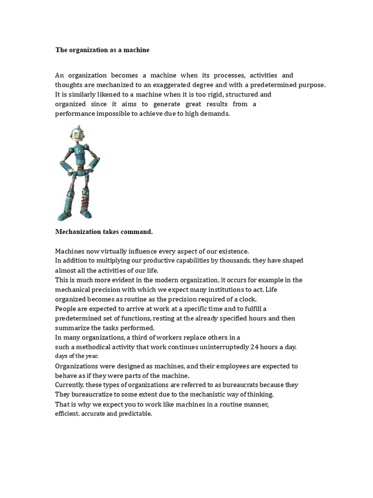 The Organization As A Management Machine | PDF | Thought | Cognitive ...