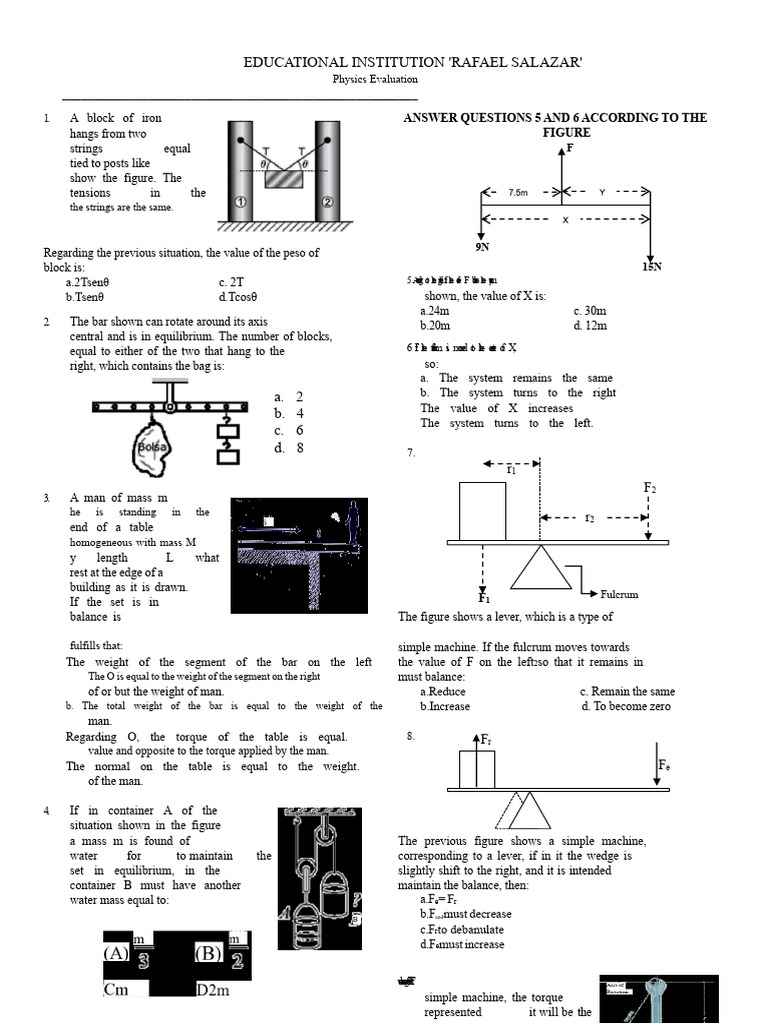 Evaluation of Statics | PDF | Force | Lever