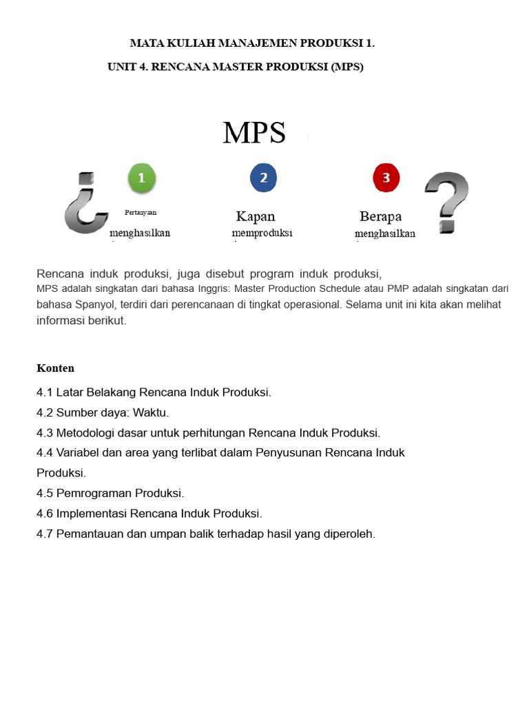 Rencana Master Produksi: Panduan MPS | PDF