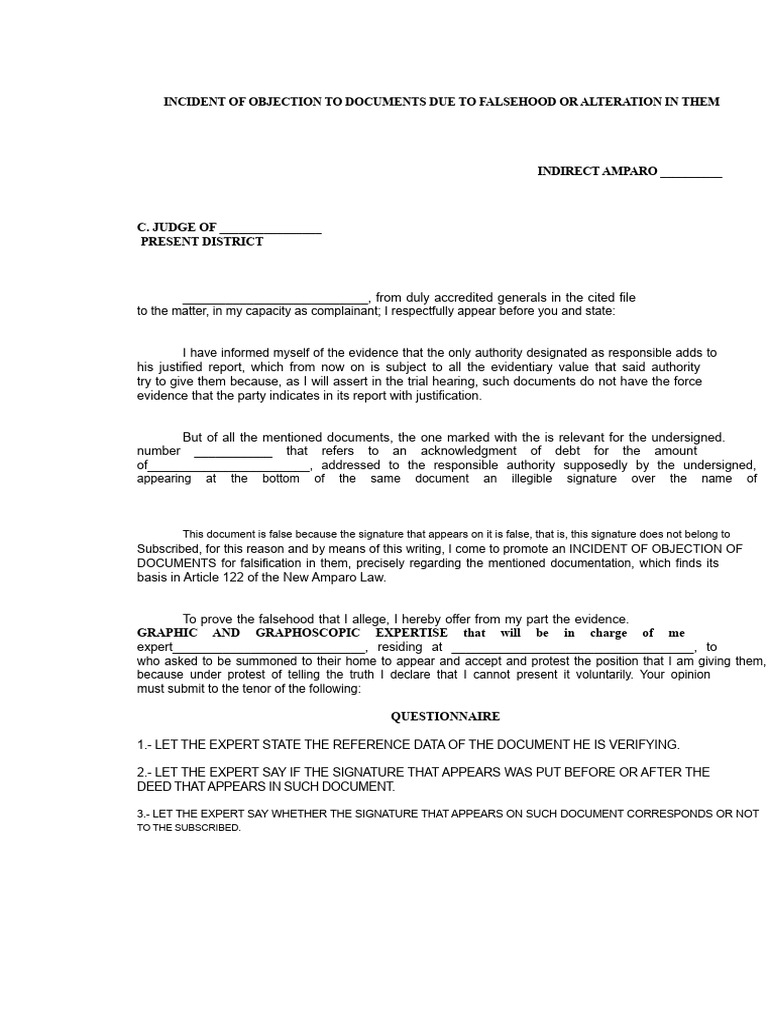 Incident of Document Objection | PDF | Signature | Evidence