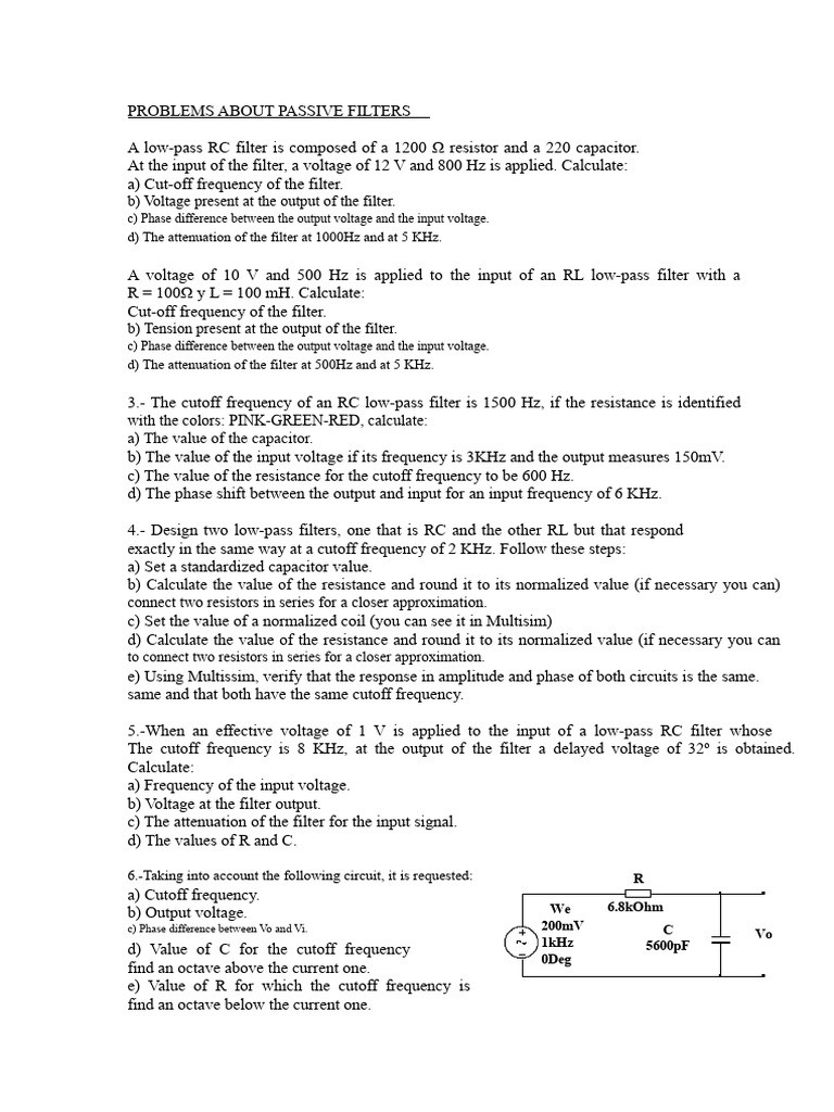 Problems With Passive Filters | PDF | Low Pass Filter | Electronic Filter