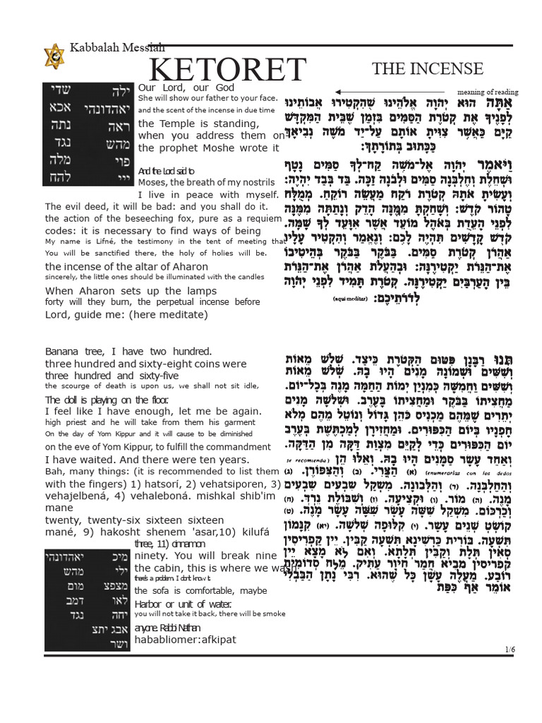 Ketoret Prayer and Meditation Guide | PDF | Names Of God In Judaism ...