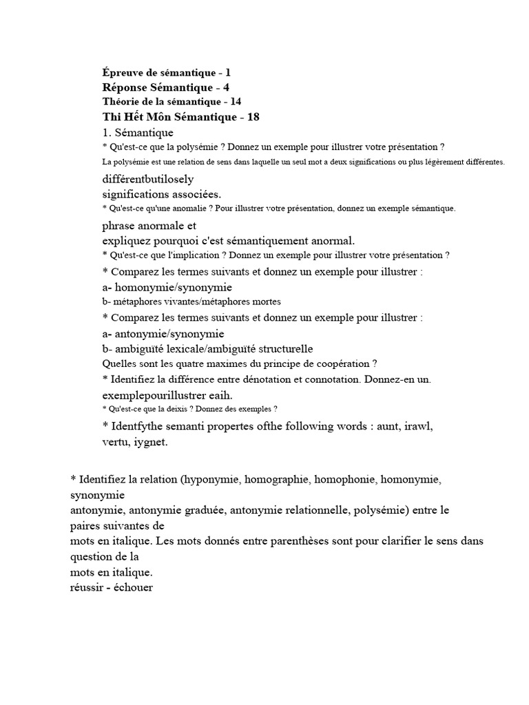 Concepts clés de la sémantique linguistique | PDF | Ambiguïté | Métaphore