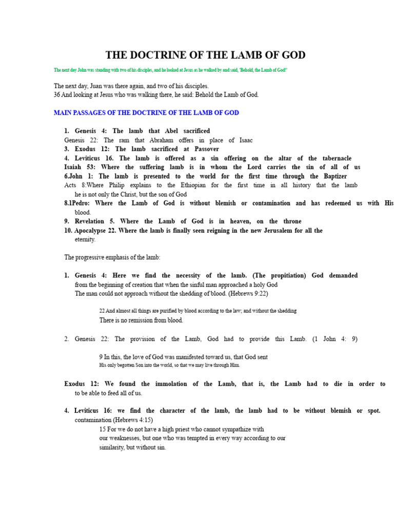 Understanding the Lamb of God Doctrine | PDF | Lamb Of God | Jesus