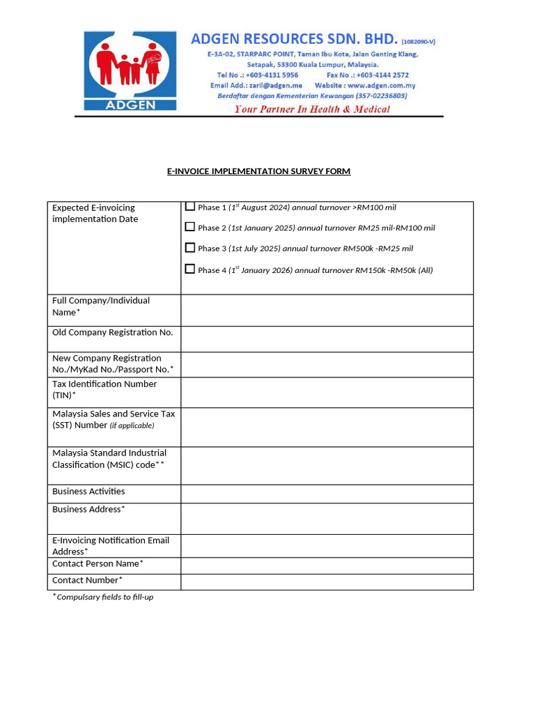 E-Invoice Implementation Survey Form | PDF