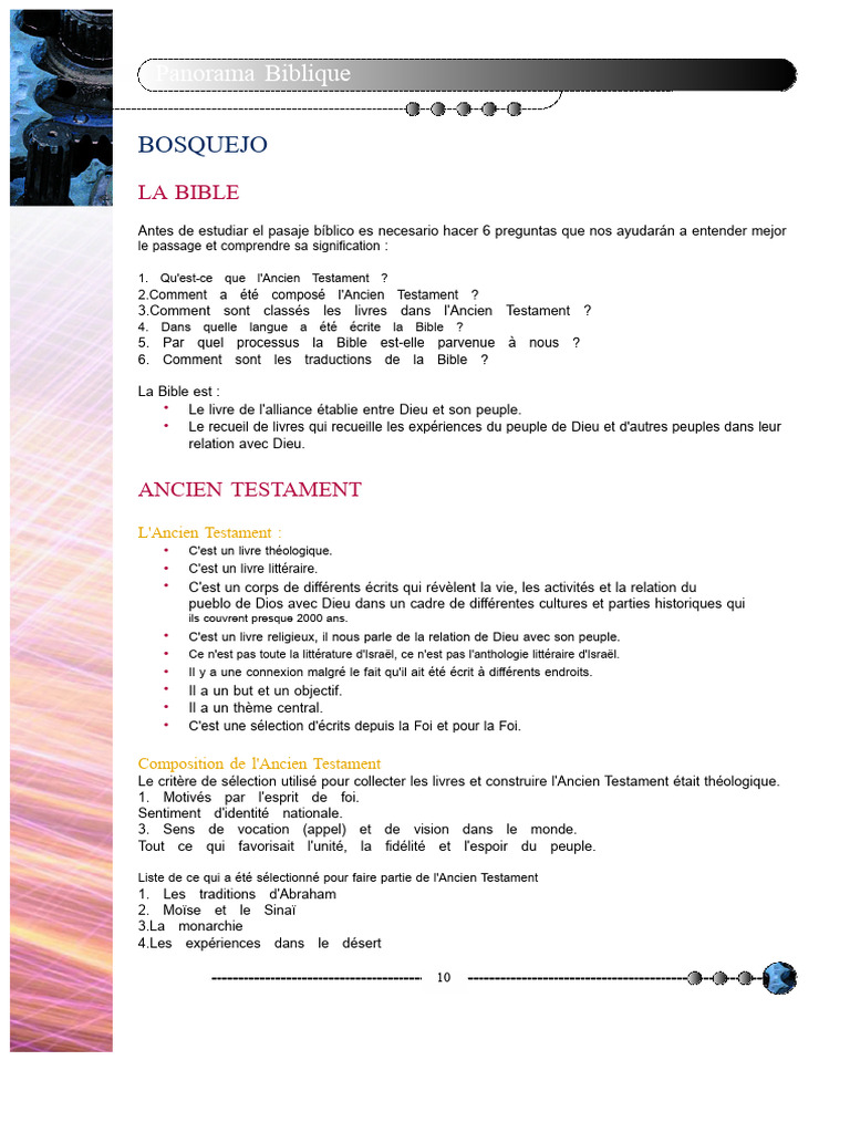 Comprendre le Panorama Biblique | PDF | Bible | Ancien testament