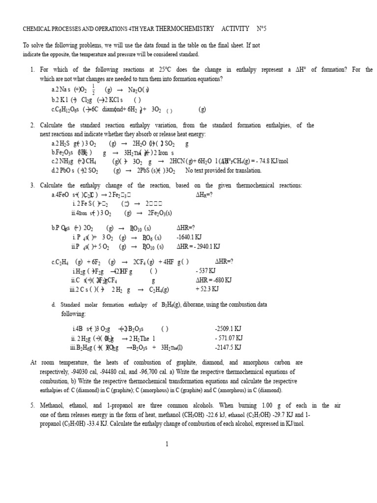 Thermochemistry Problems and Solutions | PDF | Glucose | Chemical Reactions