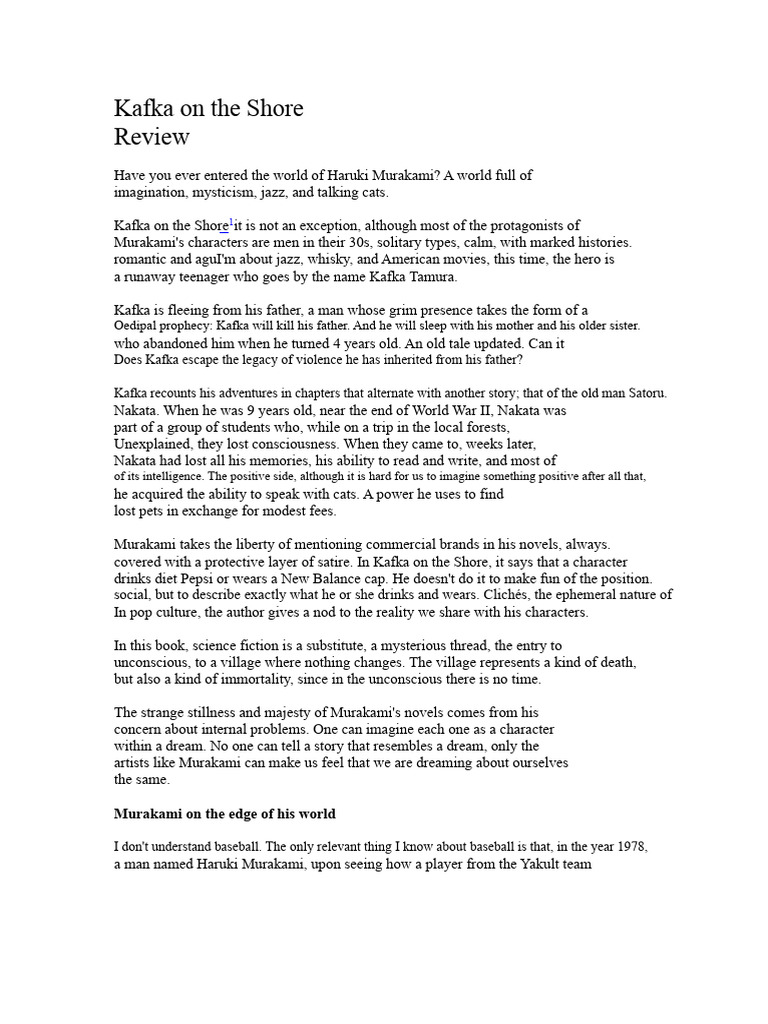 Kafka on the Shore A Review PDF