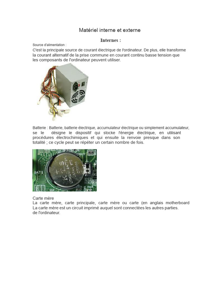 Composants internes et externes d'ordinateur | PDF | Disque dur ...