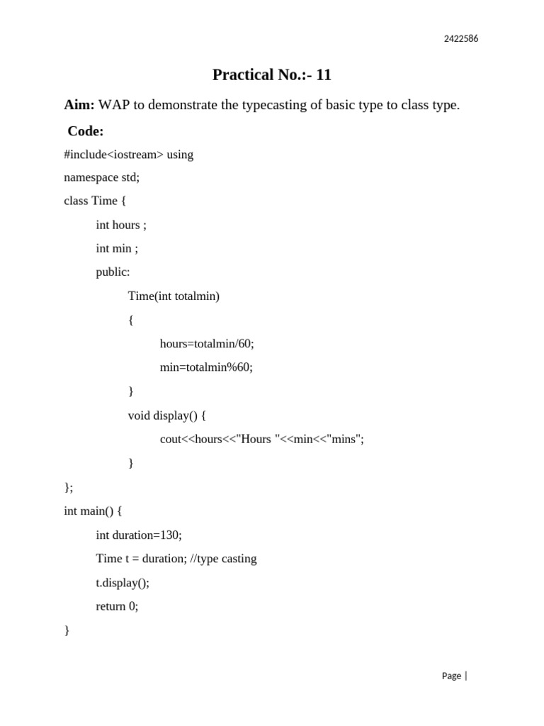 Typecasting Basics in C++ Code Example | PDF