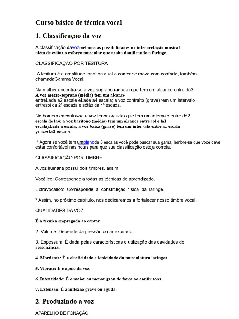 Curso Básico de Técnica Vocal | PDF | Canto | Voz humana
