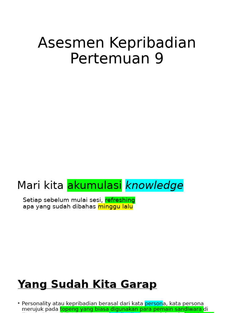 Asesmen Kepribadian Pertemuan 9 dasdqwdasd | PDF