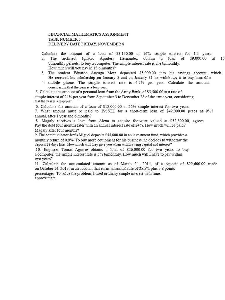 Financial Mathematics Loan Calculations | PDF