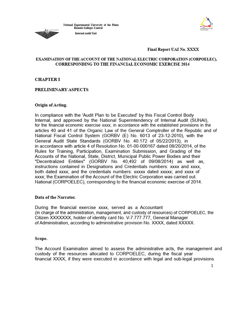2014 CORPOELEC Financial Audit Report | PDF | Audit | Employment