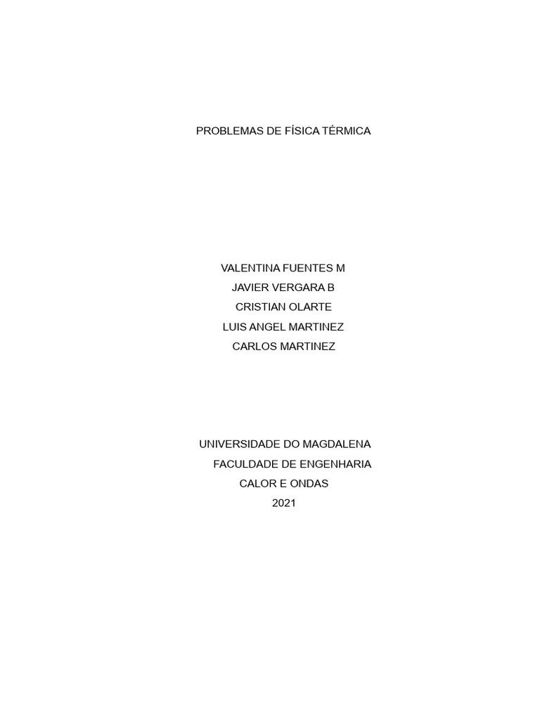 Problemas de Física Térmica e Calorimetria | PDF | Temperatura | Calor