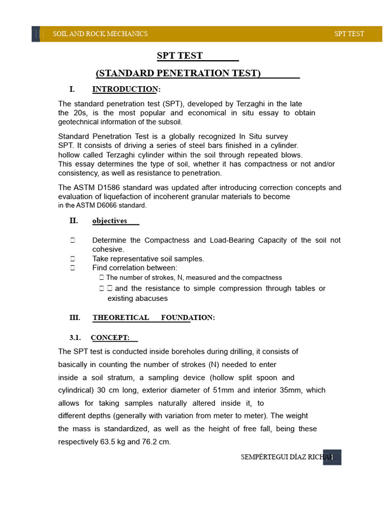 Standard Penetration Test (SPT) Guide | PDF | Applied And ...
