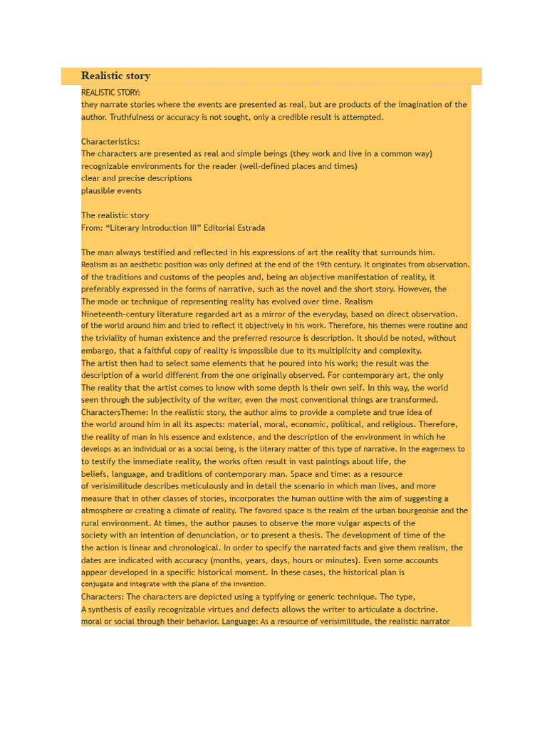 15.realistic Story | PDF | Literary Realism | Realism (Arts)
