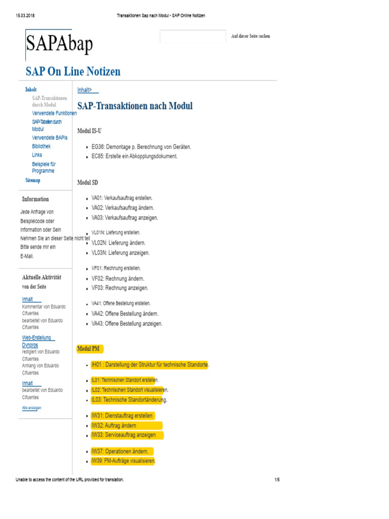 SAP-Transaktionen Nach Modul | PDF