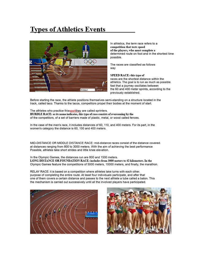 Types of Athletics Races | PDF | Track And Field | Long Distance Running