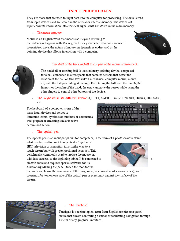 Input and Output Peripherals Explained | PDF | Computer Keyboard ...