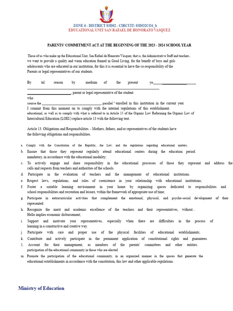 Commitment Act For The Start of The 2023-2024 Academic Year | PDF ...