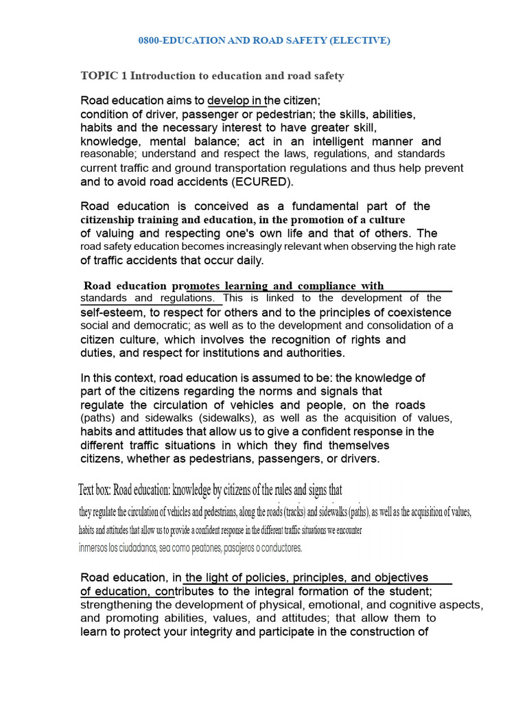 TOPIC 1 Introduction To Education and Road Safety | PDF | Road Traffic ...