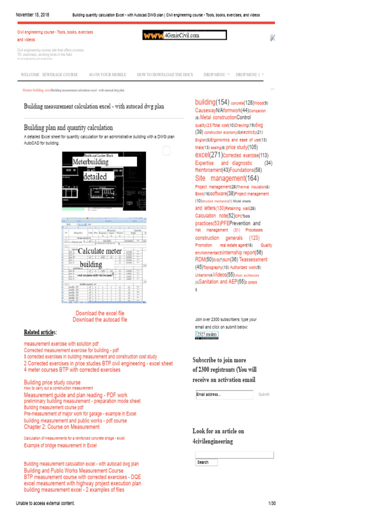 Building Measurement Excel Guide | PDF | Auto Cad