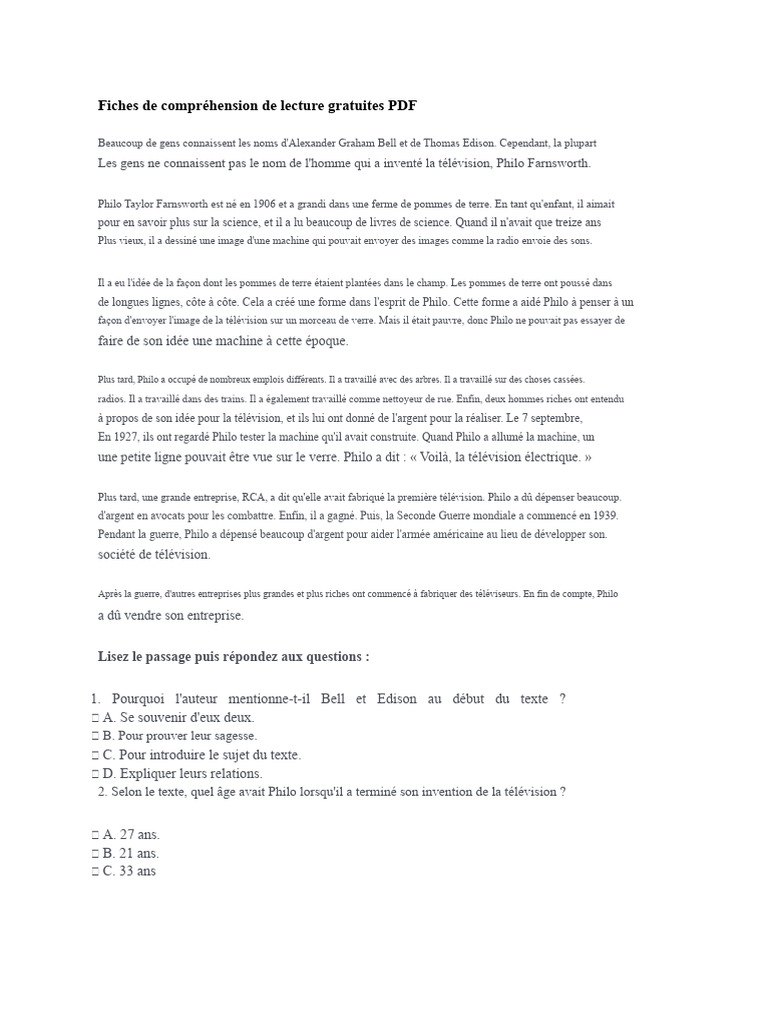 Fiches de lecture gratuites en PDF | PDF | Lion