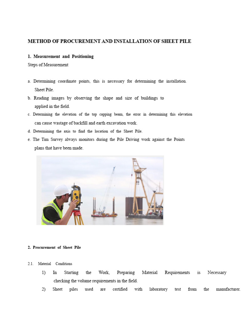 Sheet Pile Driving Methodology | PDF | Crane (Machine)