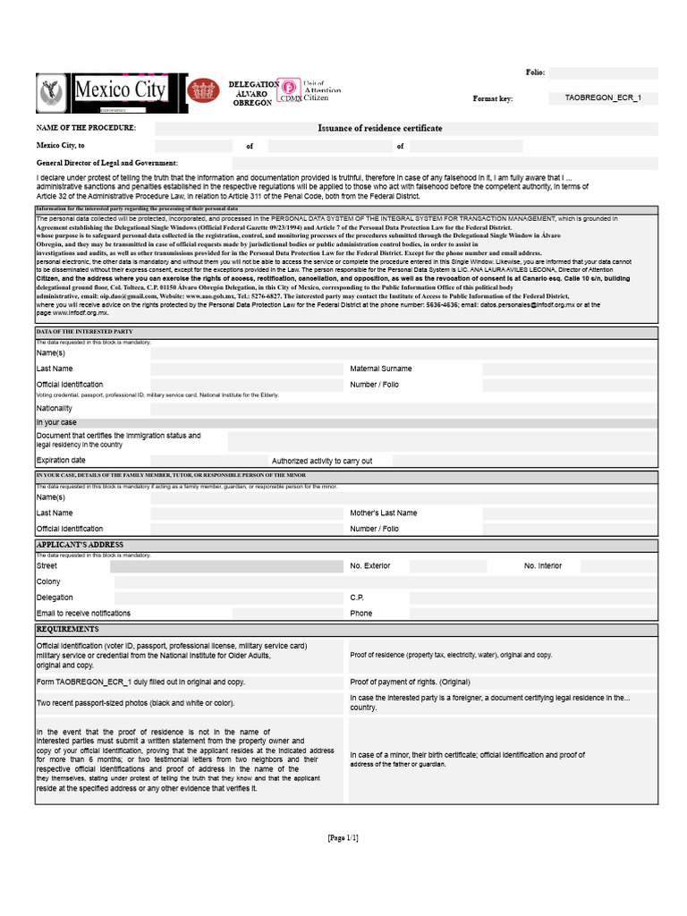 Residence Certificate Issuance Guide | PDF | Identity Document | Government