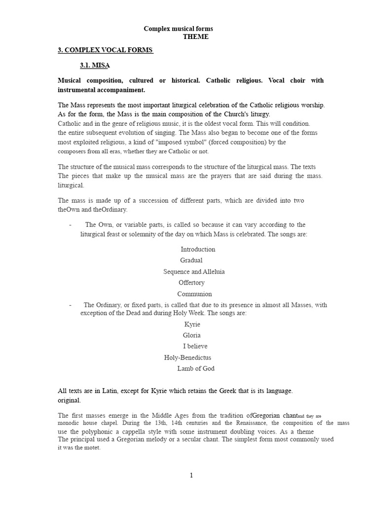Understanding Complex Vocal Forms | PDF | Opera | Mass (Liturgy)