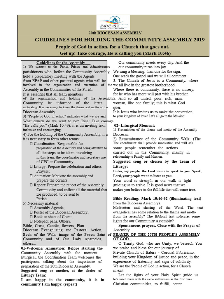 Assembly. Script of The Community and Parish Assembly - Final | PDF ...