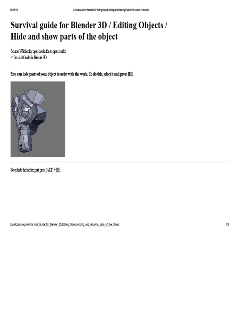 Hide and Show Objects With H Key For Better Editing - Blender | PDF