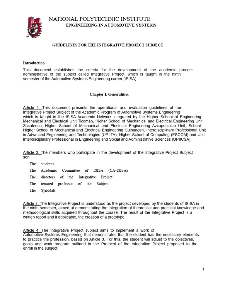 Integrative Project Guidelines for Automotive Engineering | PDF ...