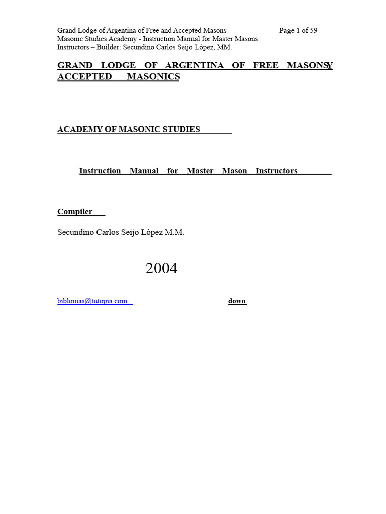 Masonic Instruction Manual for Masters | PDF | Freemasonry | Knowledge