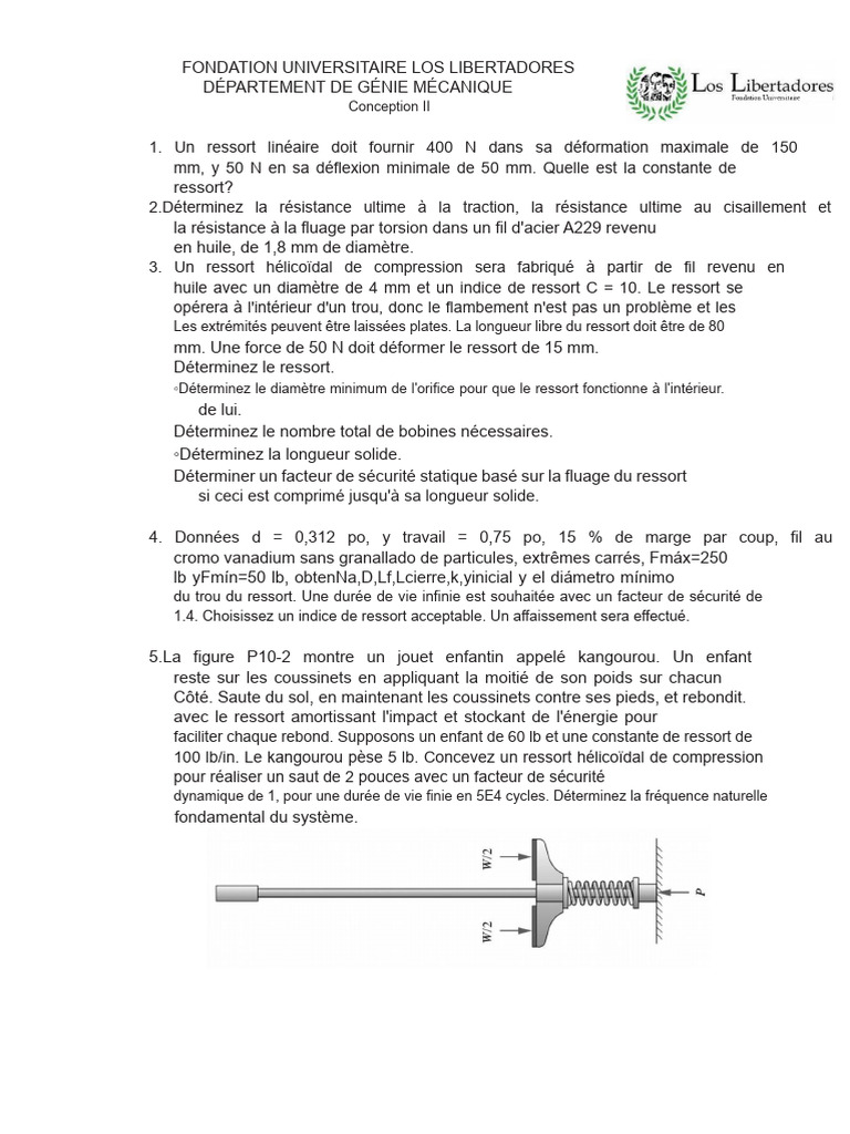 Calculs de ressorts et vis en génie mécanique | PDF | Résistance des ...