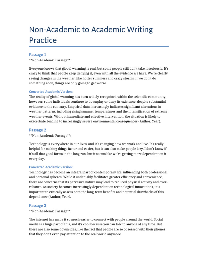 Non-Academic to Academic Writing Guide | PDF | Curriculum | Cognition