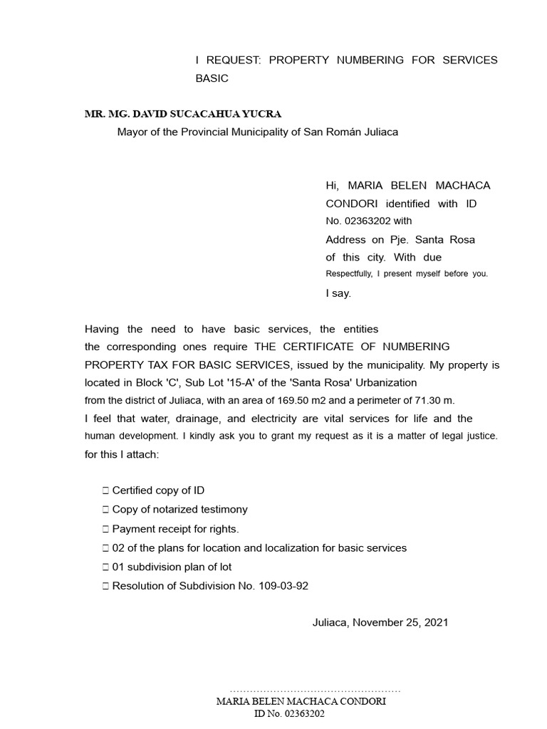 Request for Property Numbering Certificate | PDF