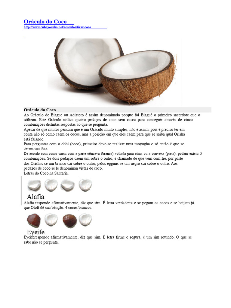 Oráculo do Coco: Interpretação e Significado | PDF | Oráculo | Dinheiro
