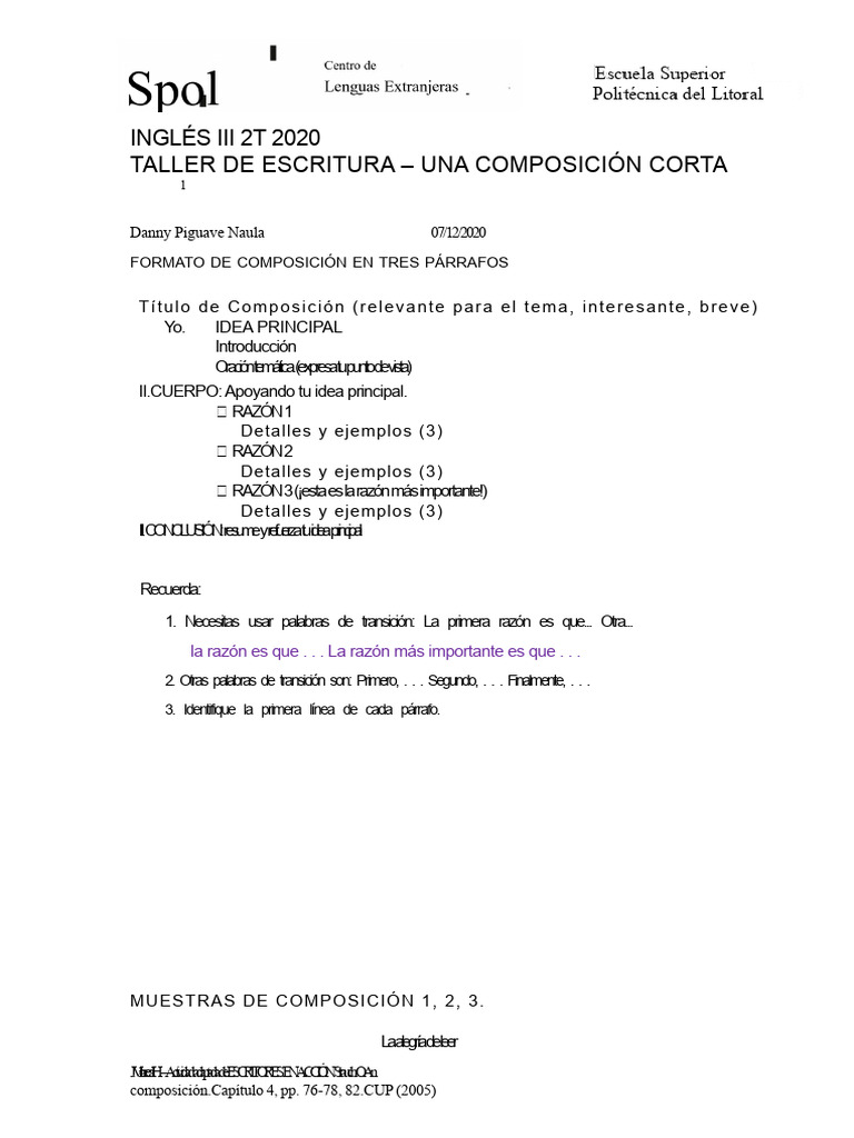 Redacción de Composición PDF | PDF | Gramática | Lingüística