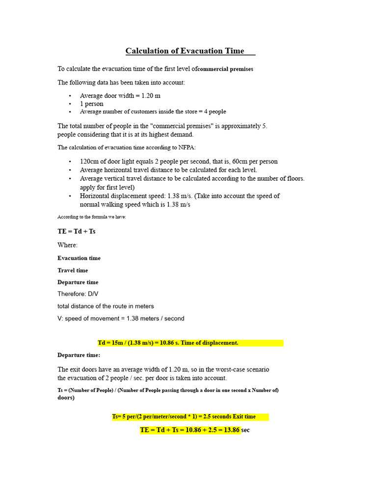 Evacuation Time Calculation for Premises | PDF