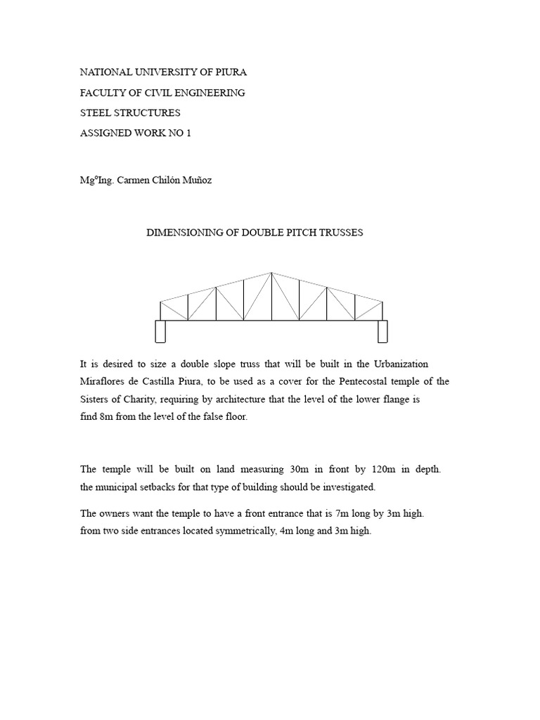 Double Pitch Truss Design for Temple | PDF | Truss | Structural Engineering